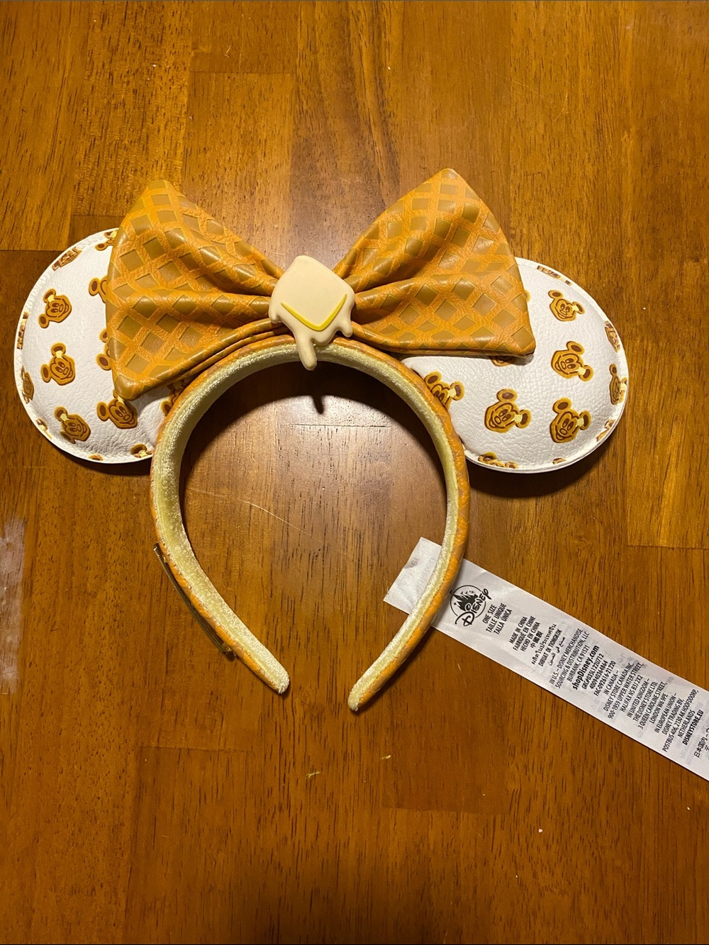 Disney Honey Drip Minnie Ears Headband in White and Gold